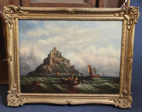 T.C. (19th century) Shipping off the Dutch coast & St Michaels Mount 18 x 24in.